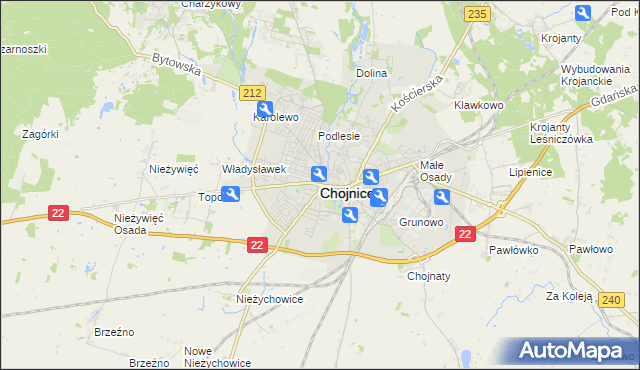 mapa Chojnic, Chojnice na mapie Targeo