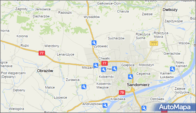 mapa Chwałki gmina Obrazów, Chwałki gmina Obrazów na mapie Targeo