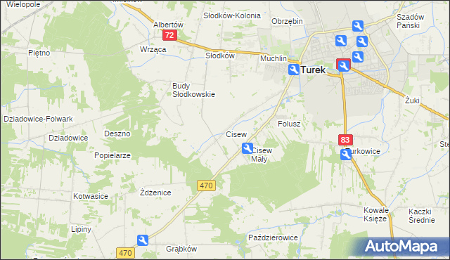 mapa Cisew, Cisew na mapie Targeo