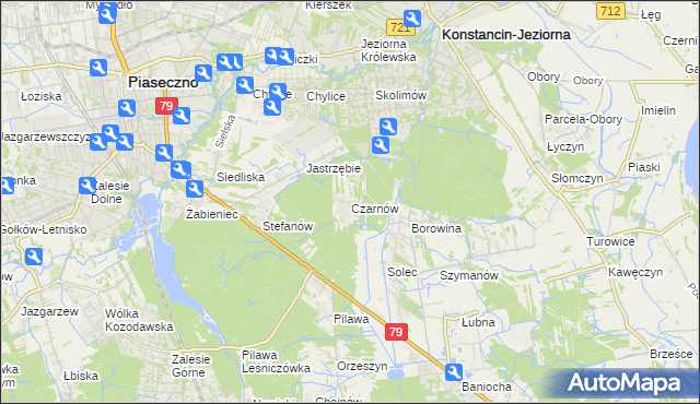 mapa Czarnów gmina Konstancin-Jeziorna, Czarnów gmina Konstancin-Jeziorna na mapie Targeo