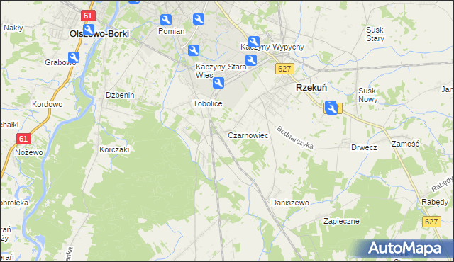 mapa Czarnowiec gmina Rzekuń, Czarnowiec gmina Rzekuń na mapie Targeo