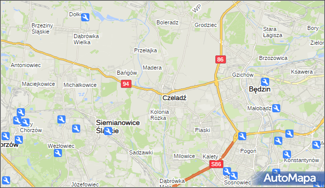 mapa Czeladź, Czeladź na mapie Targeo