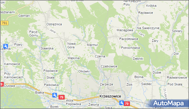 mapa Czerna gmina Krzeszowice, Czerna gmina Krzeszowice na mapie Targeo