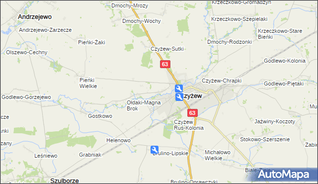 mapa Czyżew Ruś-Wieś, Czyżew Ruś-Wieś na mapie Targeo