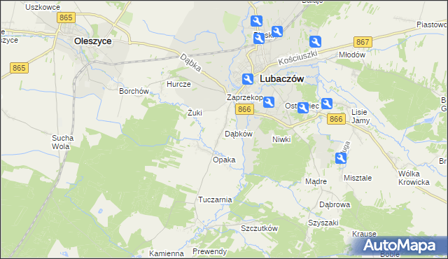 mapa Dąbków, Dąbków na mapie Targeo