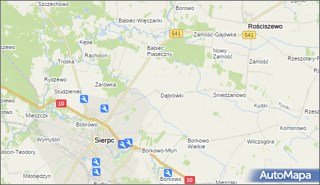 mapa Dąbrówki gmina Sierpc, Dąbrówki gmina Sierpc na mapie Targeo