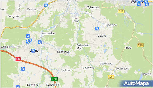 mapa Dąbrowski Młyn, Dąbrowski Młyn na mapie Targeo
