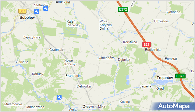 mapa Damianów, Damianów na mapie Targeo