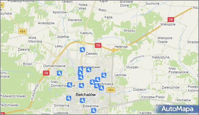 mapa Dobrzelów, Dobrzelów na mapie Targeo