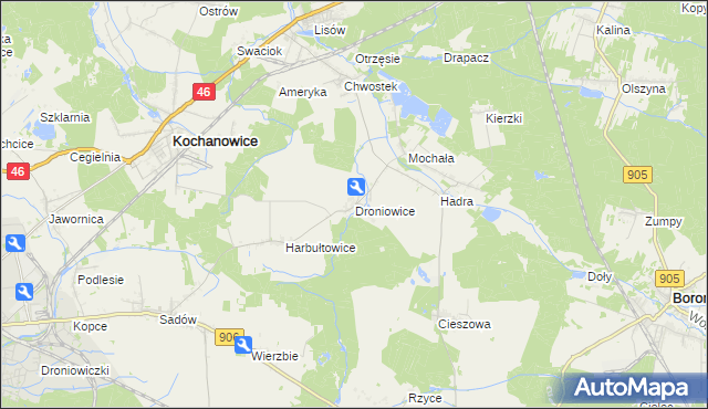 mapa Droniowice, Droniowice na mapie Targeo