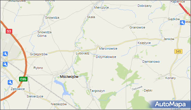 mapa Drzymałowice, Drzymałowice na mapie Targeo