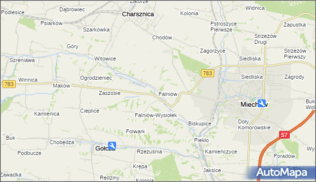 mapa Falniów, Falniów na mapie Targeo