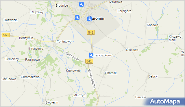 mapa Franciszkowo gmina Żuromin, Franciszkowo gmina Żuromin na mapie Targeo