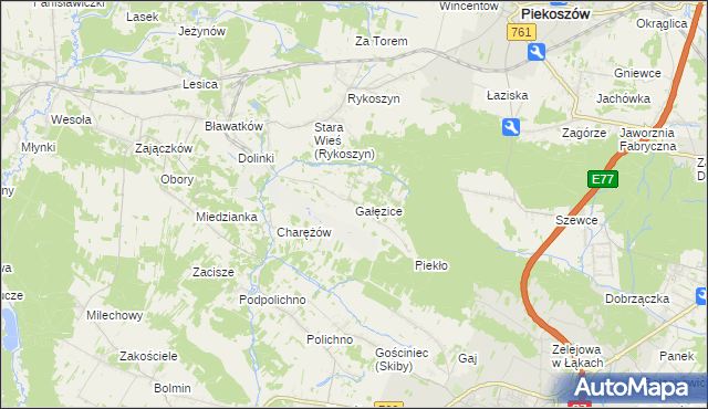 mapa Gałęzice, Gałęzice na mapie Targeo