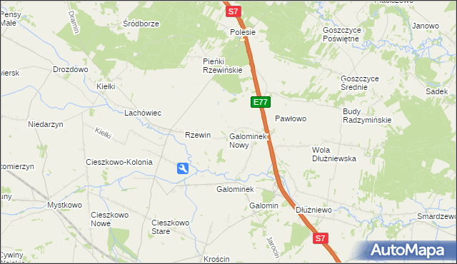 mapa Galominek Nowy, Galominek Nowy na mapie Targeo