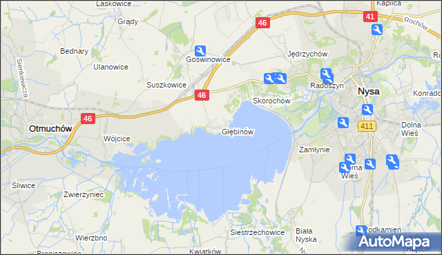 mapa Głębinów, Głębinów na mapie Targeo