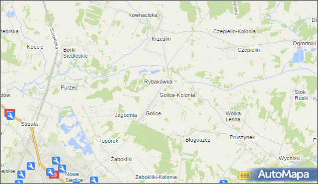 mapa Golice-Kolonia, Golice-Kolonia na mapie Targeo