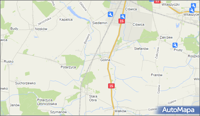 mapa Golina gmina Jarocin, Golina gmina Jarocin na mapie Targeo