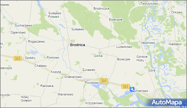 mapa Górka gmina Brodnica, Górka gmina Brodnica na mapie Targeo