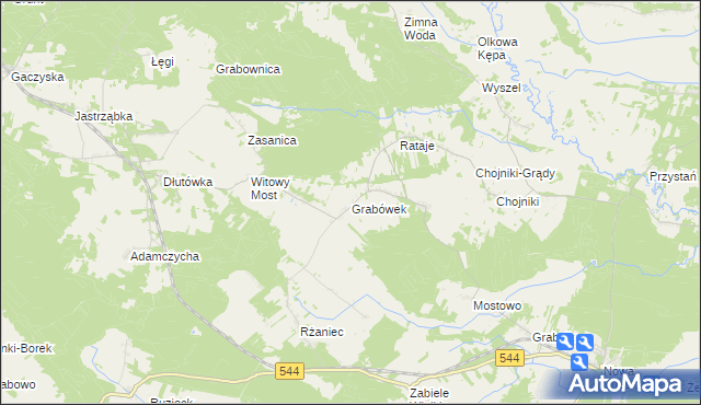 mapa Grabówek gmina Olszewo-Borki, Grabówek gmina Olszewo-Borki na mapie Targeo