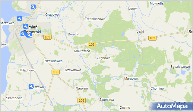 mapa Grębowo, Grębowo na mapie Targeo