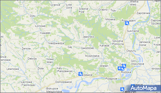 mapa Gwoździec gmina Zakliczyn, Gwoździec gmina Zakliczyn na mapie Targeo