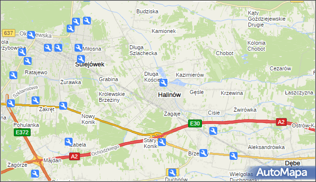 mapa Halinów powiat miński, Halinów powiat miński na mapie Targeo