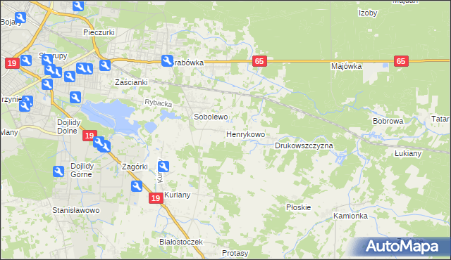 mapa Henrykowo gmina Supraśl, Henrykowo gmina Supraśl na mapie Targeo