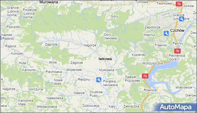 mapa Iwkowa, Iwkowa na mapie Targeo