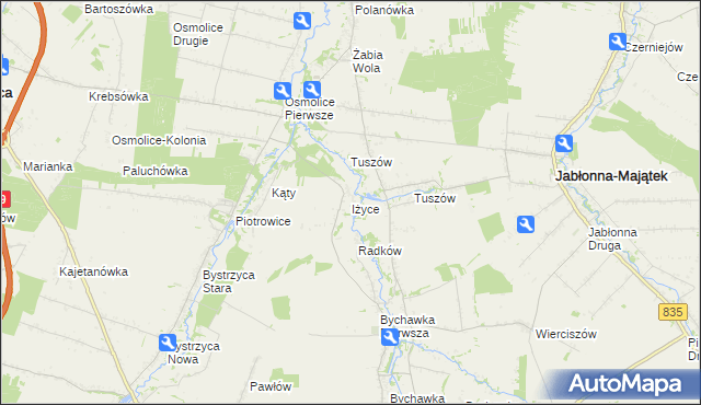 mapa Iżyce, Iżyce na mapie Targeo