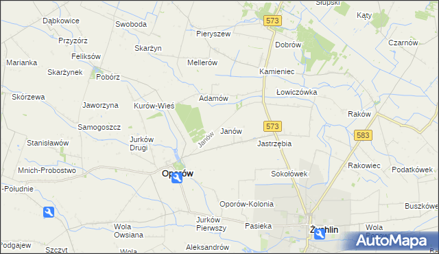 mapa Janów gmina Oporów, Janów gmina Oporów na mapie Targeo