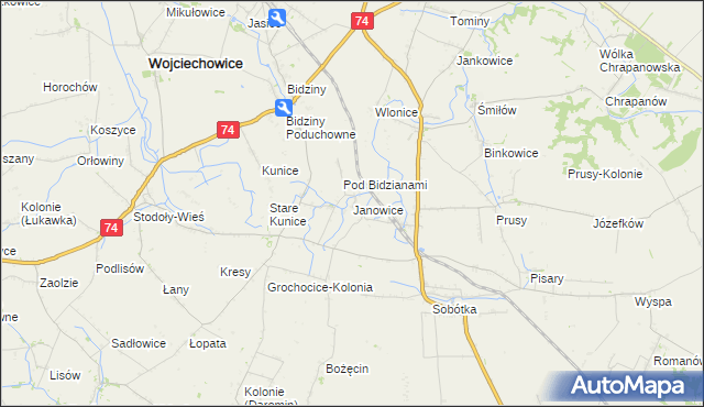 mapa Janowice gmina Ożarów, Janowice gmina Ożarów na mapie Targeo