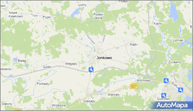 mapa Jonkowo, Jonkowo na mapie Targeo