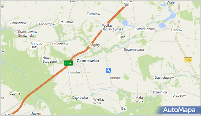 mapa Józefów gmina Czerniewice, Józefów gmina Czerniewice na mapie Targeo