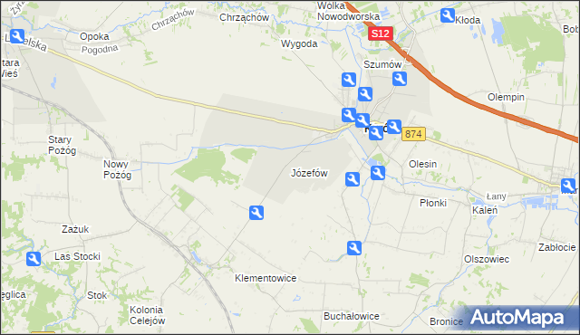 mapa Józefów gmina Kurów, Józefów gmina Kurów na mapie Targeo