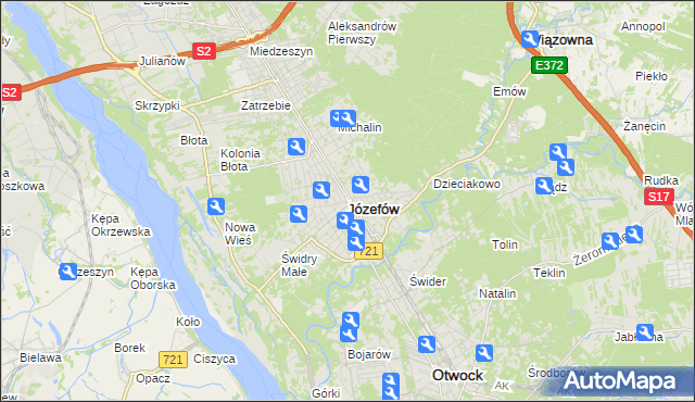 mapa Józefów powiat otwocki, Józefów powiat otwocki na mapie Targeo