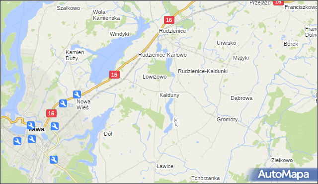 mapa Kałduny gmina Iława, Kałduny gmina Iława na mapie Targeo