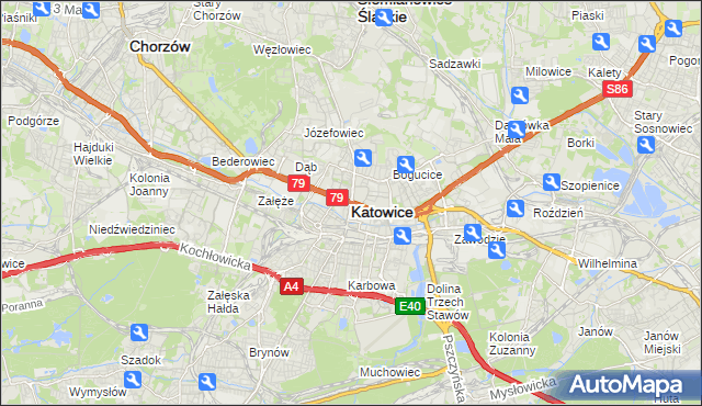 mapa Katowic, Katowice na mapie Targeo