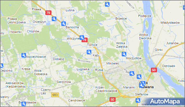 mapa Kąty gmina Góra Kalwaria, Kąty gmina Góra Kalwaria na mapie Targeo