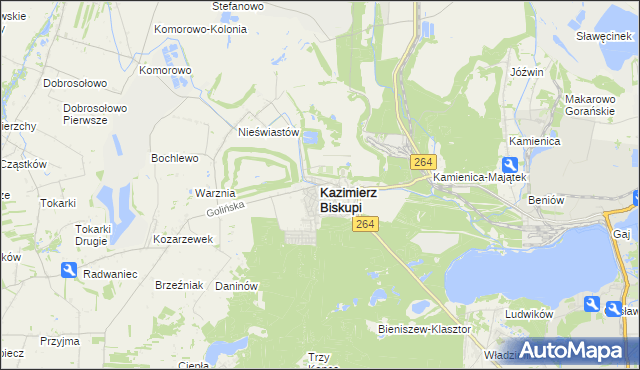 mapa Kazimierz Biskupi, Kazimierz Biskupi na mapie Targeo