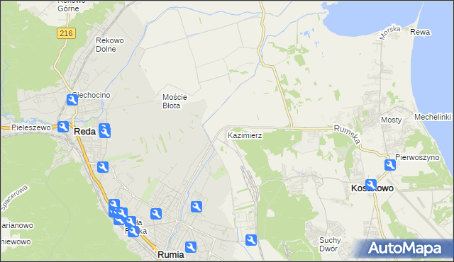 mapa Kazimierz gmina Kosakowo, Kazimierz gmina Kosakowo na mapie Targeo