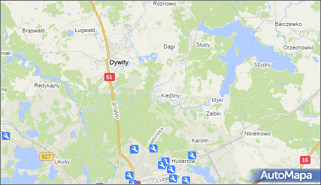 mapa Kieźliny, Kieźliny na mapie Targeo