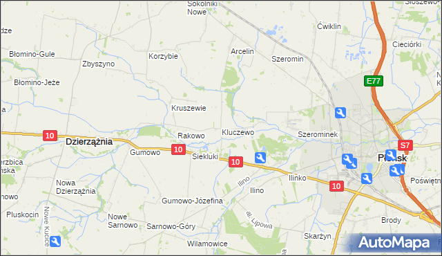 mapa Kluczewo gmina Płońsk, Kluczewo gmina Płońsk na mapie Targeo