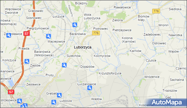 mapa Kocmyrzów, Kocmyrzów na mapie Targeo