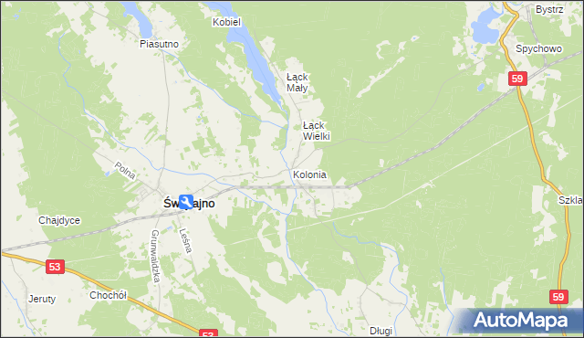mapa Kolonia gmina Świętajno, Kolonia gmina Świętajno na mapie Targeo