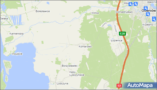 mapa Komarowo, Komarowo na mapie Targeo