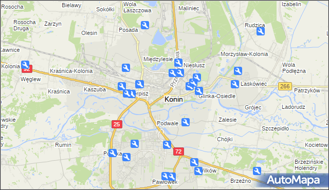 mapa Konina, Konin na mapie Targeo