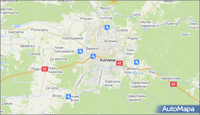 mapa Końskie, Końskie na mapie Targeo