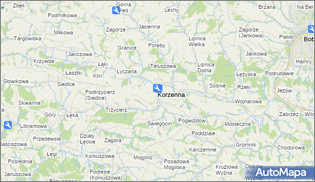 mapa Korzenna, Korzenna na mapie Targeo
