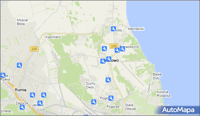 mapa Kosakowo powiat pucki, Kosakowo powiat pucki na mapie Targeo